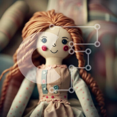 Intra Συλλεκτικό Ξύλινο Παζλ Plywood  4mm - Αξιολάτρευτη κούκλα με μακριά κόκκινα μαλλιά και καστανά μάτια Σε Ξύλινο Κουτί - Διαστάσεις: 10x10 cm – 25 κομμάτια - Image 1