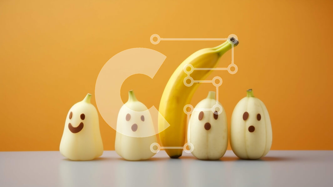 Intra Συλλεκτικό Ξύλινο Παζλ Plywood  4mm - Μπανάνες με πρόσωπα σε πορτοκαλί φόντο Σε Ξύλινο Κουτί - Διαστάσεις: 10x10 cm – 25 κομμάτια