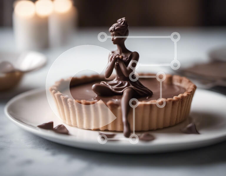 Intra Συλλεκτικό Ξύλινο Παζλ Plywood  4mm - Τάρτα καλυμμένη με σοκολάτα με γλυπτή σοκολατένια φιγούρα Σε Ξύλινο Κουτί - Διαστάσεις: 10x10 cm – 25 κομμάτια