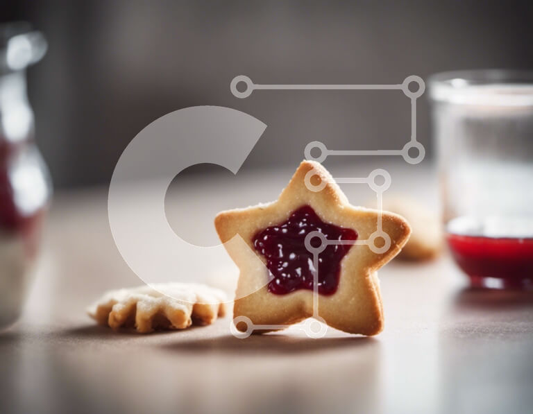 Intra Συλλεκτικό Ξύλινο Παζλ Plywood  4mm - Μπισκότο μαρμελάδας σε σχήμα αστεριού και ποτήρια υγρού Σε Ξύλινο Κουτί - Διαστάσεις: 10x10 cm – 25 κομμάτια