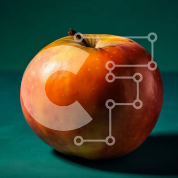 Intra Συλλεκτικό Ξύλινο Παζλ Plywood  4mm - Φρέσκο ​​και ζουμερό μήλο σε άσπρο φόντο Σε Ξύλινο Κουτί - Διαστάσεις: 10x10 cm – 25 κομμάτια - Image 1