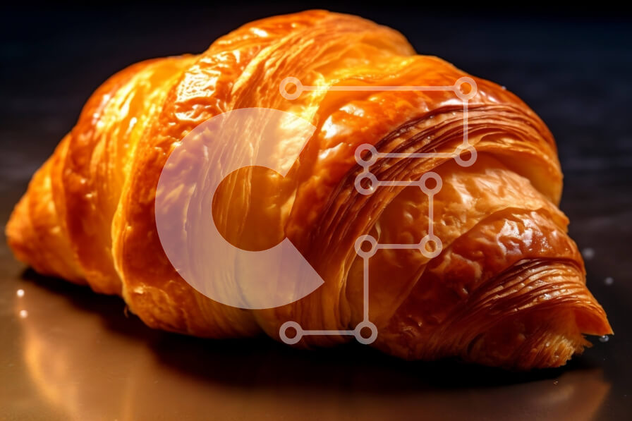 Intra Συλλεκτικό Ξύλινο Παζλ Plywood  4mm - Όμορφη εικόνα ενός κρουασάν σε μια μαύρη επιφάνεια Σε Ξύλινο Κουτί - Διαστάσεις: 10x10 cm – 25 κομμάτια