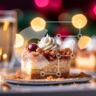 Intra Συλλεκτικό Ξύλινο Παζλ Plywood  4mm - Νόστιμη φέτα cheesecake με κάλυμμα Cranberry σε ένα πιάτο Σε Ξύλινο Κουτί - Διαστάσεις: 10x10 cm – 25 κομμάτια - Image 1