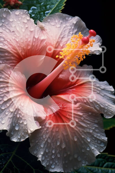 Intra Συλλεκτικό Ξύλινο Παζλ Plywood  4mm - Όμορφη κοντινή πλάνο του λουλουδιού ιβίσκου με σταγόνες βροχής στα πέταλά του Σε Ξύλινο Κουτί - Διαστάσεις: 10x10 cm – 25 κομμάτια