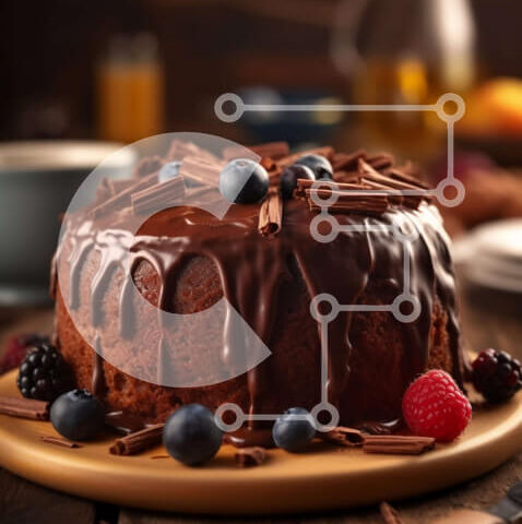 Intra Συλλεκτικό Ξύλινο Παζλ Plywood  4mm - Decadent κέικ σοκολάτας με φρέσκα μούρα Σε Ξύλινο Κουτί - Διαστάσεις: 10x10 cm – 25 κομμάτια - Image 1