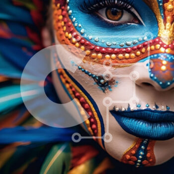 Intra Συλλεκτικό Ξύλινο Παζλ Plywood  4mm - Πολύχρωμο χρώμα προσώπου με φτερά στο πρόσωπο της γυναίκας Σε Ξύλινο Κουτί - Διαστάσεις: 10x10 cm – 25 κομμάτια - Image 1