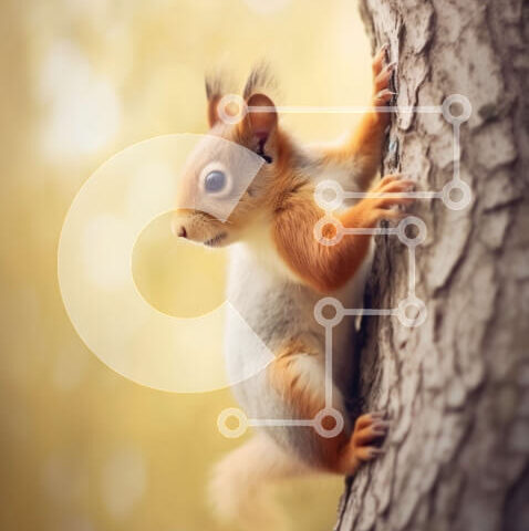 Intra Συλλεκτικό Ξύλινο Παζλ Plywood  4mm - Κόκκινος σκίουρος στο φθινοπωρινό δάσος - Φωτογραφία Αρχείου Σε Ξύλινο Κουτί - Διαστάσεις: 10x10 cm – 25 κομμάτια - Image 1