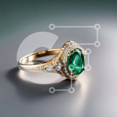 Intra Συλλεκτικό Ξύλινο Παζλ Plywood  4mm - Κομψό και εκλεπτυσμένο χρυσό δαχτυλίδι με σμαραγδένια πέτρα Σε Ξύλινο Κουτί - Διαστάσεις: 10x10 cm – 25 κομμάτια - Image 1