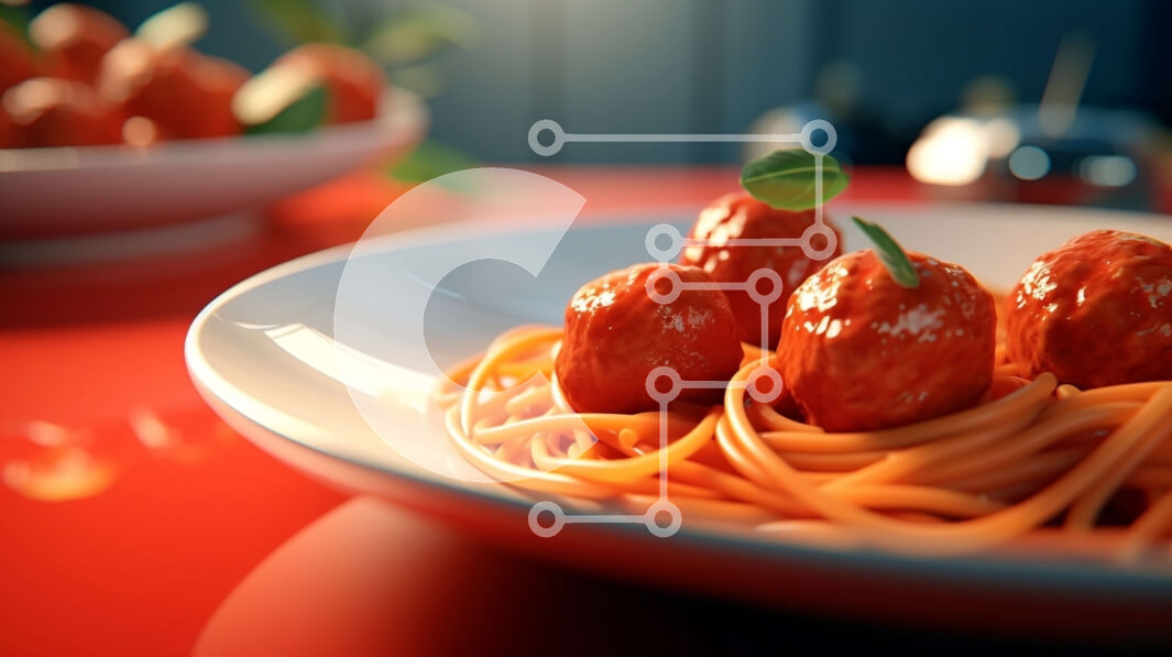 Intra Συλλεκτικό Ξύλινο Παζλ Plywood  4mm - Σπαγγέτι με κεφτεδάκια στο κόκκινο τραπέζι Σε Ξύλινο Κουτί - Διαστάσεις: 10x10 cm – 25 κομμάτια