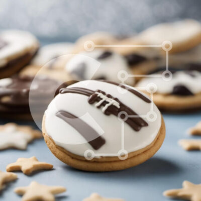 Intra Συλλεκτικό Ξύλινο Παζλ Plywood  4mm - Διακοσμημένα μπισκότα με αθλητικό θέμα σε μπλε φόντο Σε Ξύλινο Κουτί - Διαστάσεις: 10x10 cm – 25 κομμάτια - Image 1