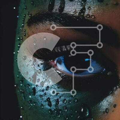 Intra Συλλεκτικό Ξύλινο Παζλ Plywood  4mm - Κοντινό πλάνο γυναίκας με μπλε, πράσινο και μοβ χρώμα προσώπου Σε Ξύλινο Κουτί - Διαστάσεις: 10x10 cm – 25 κομμάτια - Image 1