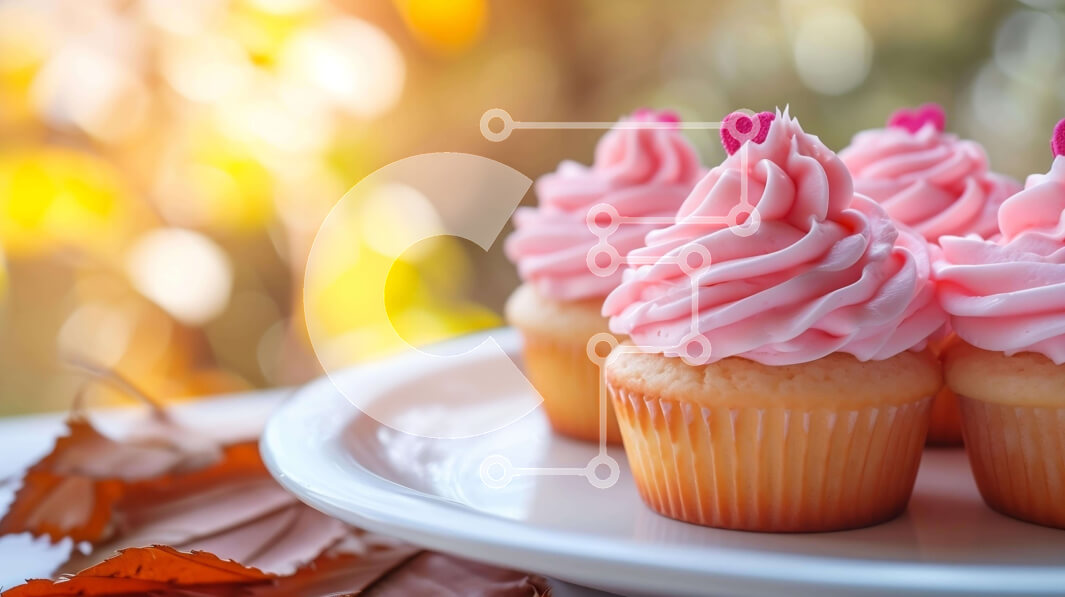 Intra Συλλεκτικό Ξύλινο Παζλ Plywood  4mm - Τρία ροζ cupcakes σε λευκό πιάτο με φύλλα Σε Ξύλινο Κουτί - Διαστάσεις: 10x10 cm – 25 κομμάτια