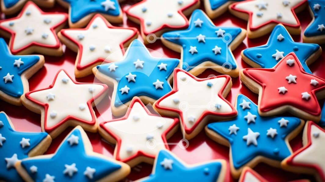 Intra Συλλεκτικό Ξύλινο Παζλ Plywood  4mm - Πατριωτικά μπισκότα σε σχήμα αστεριού για τις 4 Ιουλίου και την ημέρα της ανεξαρτησίας Σε Ξύλινο Κουτί - Διαστάσεις: 10x10 cm – 25 κομμάτια