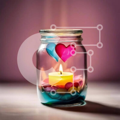 Intra Συλλεκτικό Ξύλινο Παζλ Plywood  4mm - Ρομαντικό βάζο Mason με βότσαλα σε σχήμα καρδιάς και κερί Σε Ξύλινο Κουτί - Διαστάσεις: 10x10 cm – 25 κομμάτια - Image 1