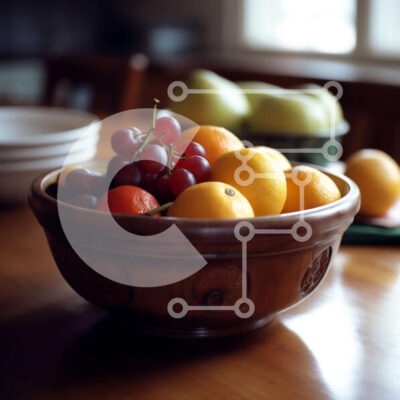 Intra Συλλεκτικό Ξύλινο Παζλ Plywood 4mm - Φρέσκο και πολύχρωμο μπολ με μικτά φρούτα σε ένα ξύλινο τραπέζι Σε Ξύλινο Κουτί - Διαστάσεις: 10x10 cm – 25 κομμάτια - Image 1