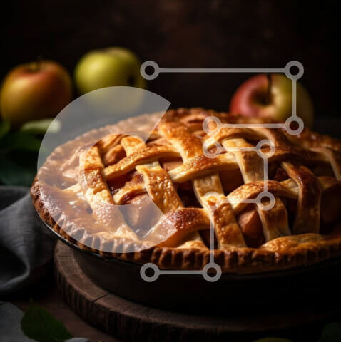 Intra Συλλεκτικό Ξύλινο Παζλ Plywood  4mm - Λαχταριστή μηλόπιτα με δικτυωτή κρούστα σε ξύλινο τραπέζι Σε Ξύλινο Κουτί - Διαστάσεις: 10x10 cm – 25 κομμάτια - Image 1