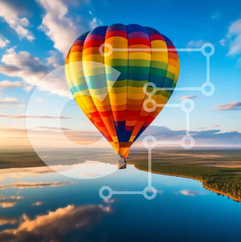 Intra Συλλεκτικό Ξύλινο Παζλ Plywood  4mm - Εκπληκτική λήψη με αερόστατο στο ηλιοβασίλεμα πάνω από το νερό Σε Ξύλινο Κουτί - Διαστάσεις: 10x10 cm – 25 κομμάτια - Image 1