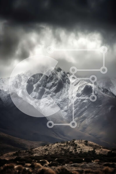 Intra Συλλεκτικό Ξύλινο Παζλ Plywood  4mm - Χιονισμένα βουνά με σκοτεινά σύννεφα που προκαλούν δέος Σε Ξύλινο Κουτί - Διαστάσεις: 10x10 cm – 25 κομμάτια