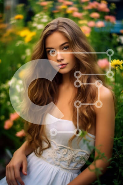 Intra Συλλεκτικό Ξύλινο Παζλ Plywood  4mm - Όμορφη εικόνα μιας γυναίκας που κάθεται σε ένα χωράφι με αγριολούλουδα Σε Ξύλινο Κουτί - Διαστάσεις: 10x10 cm – 25 κομμάτια