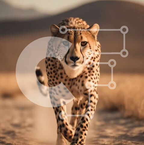 Intra Συλλεκτικό Ξύλινο Παζλ Plywood 4mm - Όμορφη εικόνα ενός τσιτάχ που περπατά στην έρημο Σε Ξύλινο Κουτί - Διαστάσεις: 10x10 cm – 25 κομμάτια - Image 1