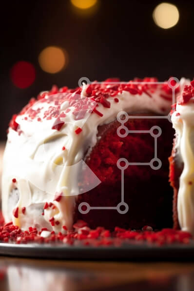 Intra Συλλεκτικό Ξύλινο Παζλ Plywood  4mm - Λαχταριστό κέικ Red Velvet με White Frosting και Sprinkles Σε Ξύλινο Κουτί - Διαστάσεις: 10x10 cm – 25 κομμάτια