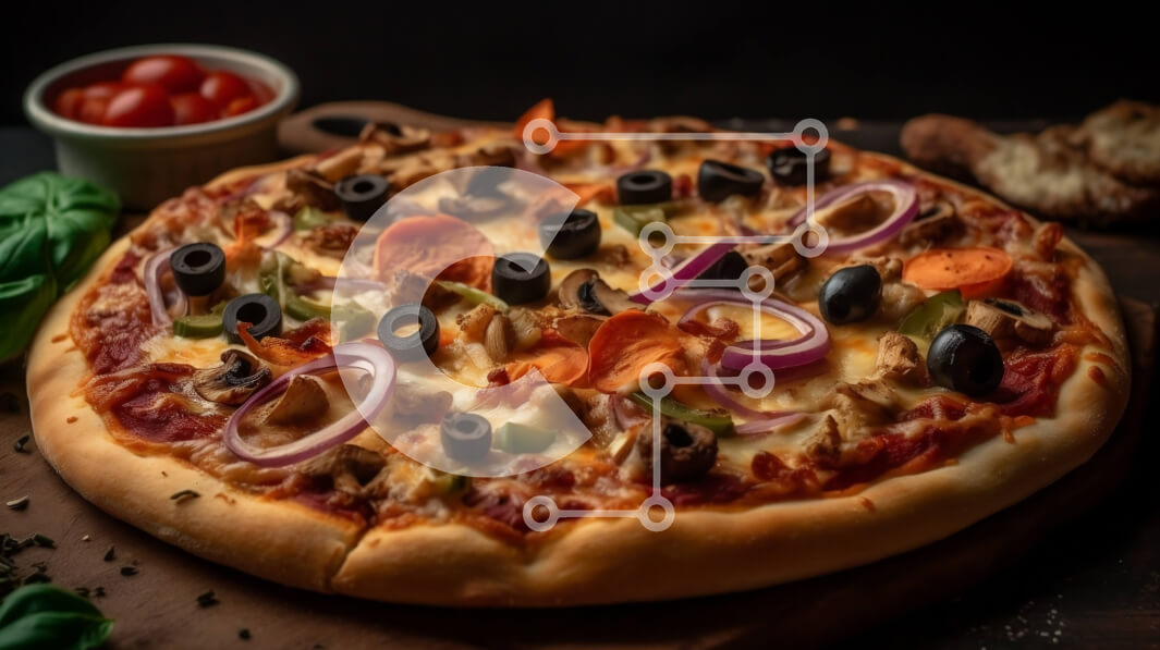 Intra Συλλεκτικό Ξύλινο Παζλ Plywood  4mm - Λαχταριστή πίτσα με νόστιμα γαρνιτούρα σε ξύλινη σανίδα Σε Ξύλινο Κουτί - Διαστάσεις: 10x10 cm – 25 κομμάτια