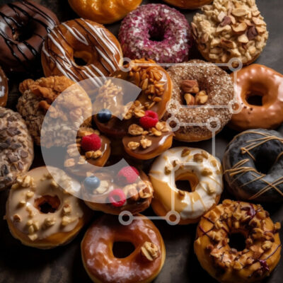 Intra Συλλεκτικό Ξύλινο Παζλ Plywood  4mm - Νόστιμα ντόνατς με διάφορες επικαλύψεις σε σκοτεινή επιφάνεια Σε Ξύλινο Κουτί - Διαστάσεις: 10x10 cm – 25 κομμάτια - Image 1