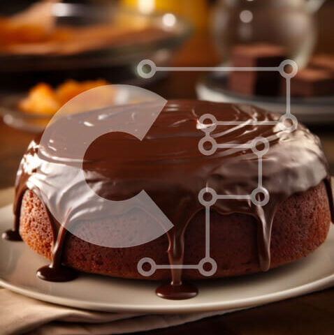 Intra Συλλεκτικό Ξύλινο Παζλ Plywood  4mm - Decadent κέικ σοκολάτας με σάλτσα σοκολάτας | Φωτογραφία Αρχείου Σε Ξύλινο Κουτί - Διαστάσεις: 10x10 cm – 25 κομμάτια - Image 1