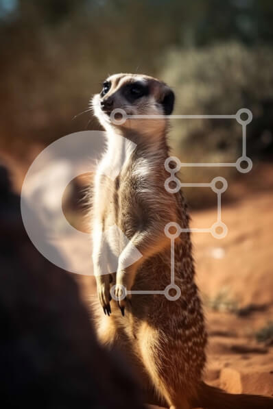 Intra Συλλεκτικό Ξύλινο Παζλ Plywood  4mm - Όμορφη εικόνα μιας σουρικάτας που στέκεται στα πίσω πόδια της κοιτάζοντας μακριά Σε Ξύλινο Κουτί - Διαστάσεις: 10x10 cm – 25 κομμάτια