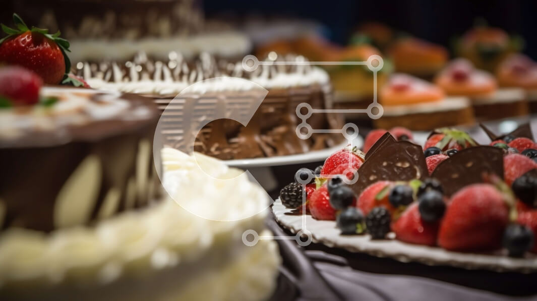 Intra Συλλεκτικό Ξύλινο Παζλ Plywood  4mm - Πεντανόστιμα επιδόρπια Τραπέζι γεμάτο κέικ, αρτοσκευάσματα και τάρτες φρούτων Σε Ξύλινο Κουτί - Διαστάσεις: 10x10 cm – 25 κομμάτια