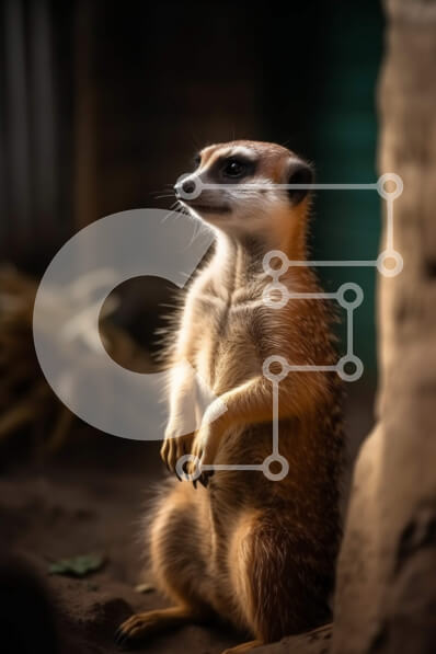 Intra Συλλεκτικό Ξύλινο Παζλ Plywood  4mm - Αξιολάτρευτο Meerkat που στέκεται στα πίσω πόδια Σε Ξύλινο Κουτί - Διαστάσεις: 10x10 cm – 25 κομμάτια