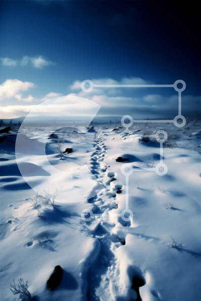 Intra Συλλεκτικό Ξύλινο Παζλ Plywood  4mm - Όμορφη εικόνα ενός χιονισμένου τοπίου με ίχνη Σε Ξύλινο Κουτί - Διαστάσεις: 10x10 cm – 25 κομμάτια