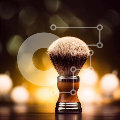 Intra Συλλεκτικό Ξύλινο Παζλ Plywood 4mm - Βούρτσα ξυρίσματος σε φωτιζόμενο ξύλινο τραπέζι Σε Ξύλινο Κουτί - Διαστάσεις: 10x10 cm – 25 κομμάτια - Image 1