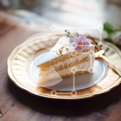 Intra Συλλεκτικό Ξύλινο Παζλ Plywood  4mm - Κομψή επίχρυση τούρτα με λευκό παγωμένο και ροζ λουλούδια Σε Ξύλινο Κουτί - Διαστάσεις: 10x10 cm – 25 κομμάτια - Image 1