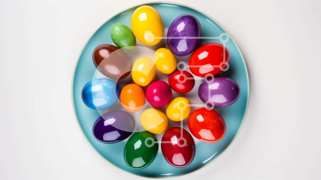 Intra Συλλεκτικό Ξύλινο Παζλ Plywood  4mm - Πολύχρωμα φασόλια ζελέ στο μπλε πιάτο Σε Ξύλινο Κουτί - Διαστάσεις: 10x10 cm – 25 κομμάτια