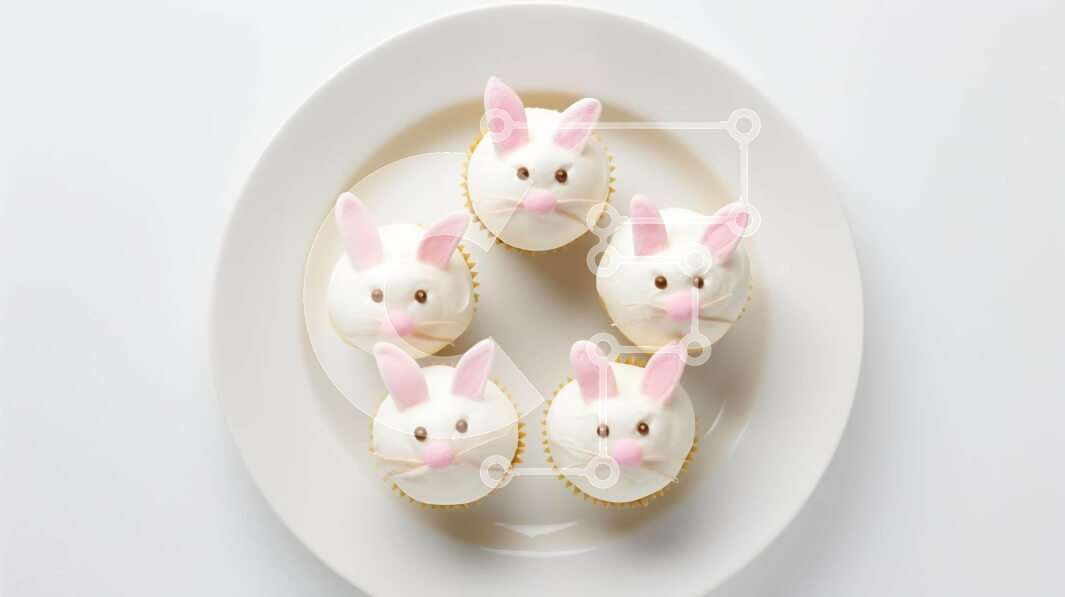 Intra Συλλεκτικό Ξύλινο Παζλ Plywood  4mm - Πιάτο Cupcake Easter Bunny Σε Ξύλινο Κουτί - Διαστάσεις: 10x10 cm – 25 κομμάτια - Image 1