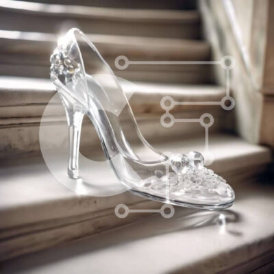 Intra Συλλεκτικό Ξύλινο Παζλ Plywood 4mm - Κομψό γυάλινο ψηλοτάκουνο παπούτσι στις σκάλες Σε Ξύλινο Κουτί - Διαστάσεις: 10x10 cm – 25 κομμάτια - Image 1