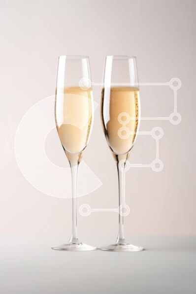 Intra Συλλεκτικό Ξύλινο Παζλ Plywood  4mm - Ποτήρια κρασιού με σαμπάνια σε άσπρο φόντο Σε Ξύλινο Κουτί - Διαστάσεις: 10x10 cm – 25 κομμάτια