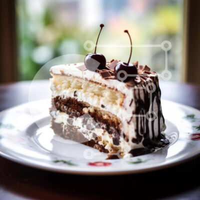 Intra Συλλεκτικό Ξύλινο Παζλ Plywood  4mm - Λαχταριστό κέικ σοκολάτας με κεράσια Σε Ξύλινο Κουτί - Διαστάσεις: 10x10 cm – 25 κομμάτια - Image 1