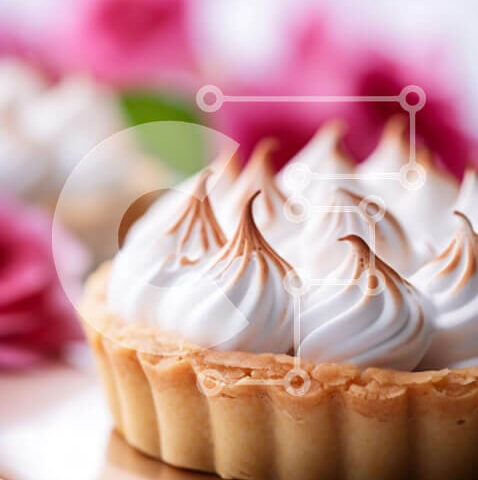 Intra Συλλεκτικό Ξύλινο Παζλ Plywood  4mm - Κομψό επιδόρπιο με μαρέγκα με ροζ τριαντάφυλλα Σε Ξύλινο Κουτί - Διαστάσεις: 10x10 cm – 25 κομμάτια - Image 1