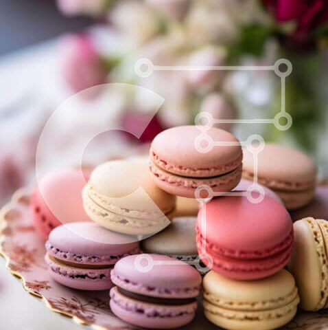 Intra Συλλεκτικό Ξύλινο Παζλ Plywood  4mm - Πολύχρωμα γαλλικά αμυγδαλωτά σε ένα floral πιάτο Σε Ξύλινο Κουτί - Διαστάσεις: 10x10 cm – 25 κομμάτια - Image 1