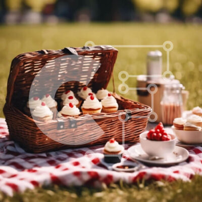 Intra Συλλεκτικό Ξύλινο Παζλ Plywood 4mm - Καλάθι για πικνίκ με cupcakes, φλιτζάνια και είδη διατροφής Σε Ξύλινο Κουτί - Διαστάσεις: 10x10 cm – 25 κομμάτια - Image 1