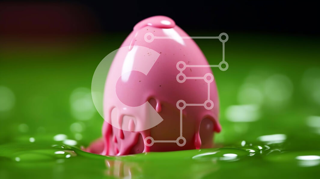 Intra Συλλεκτικό Ξύλινο Παζλ Plywood  4mm - Ροζ πασχαλινό αυγό σε πράσινο υγρό Σε Ξύλινο Κουτί - Διαστάσεις: 10x10 cm – 25 κομμάτια