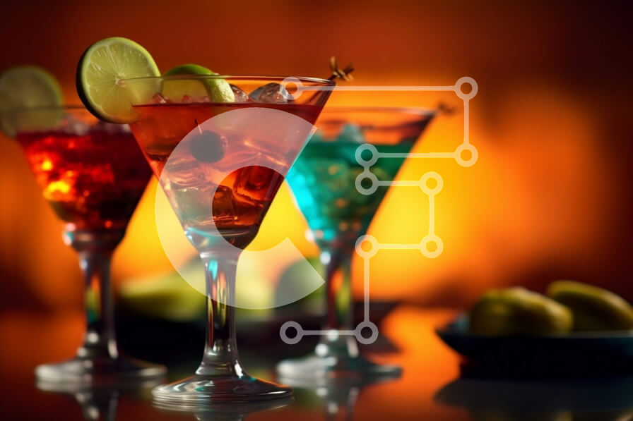 Intra Συλλεκτικό Ξύλινο Παζλ Plywood  4mm - Πολύχρωμα κοκτέιλ με εσπεριδοειδή σε πάγκο μπαρ Σε Ξύλινο Κουτί - Διαστάσεις: 10x10 cm – 25 κομμάτια