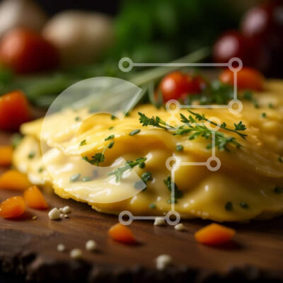 Intra Συλλεκτικό Ξύλινο Παζλ Plywood  4mm - Νόστιμη ομελέτα τυριών και λαχανικών - Φωτογραφία Αρχείου Σε Ξύλινο Κουτί - Διαστάσεις: 10x10 cm – 25 κομμάτια - Image 1