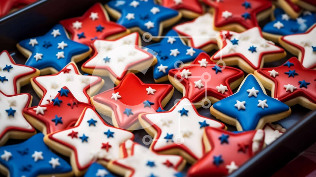 Intra Συλλεκτικό Ξύλινο Παζλ Plywood  4mm - Πατριωτικά μπισκότα σε σχήμα αστεριού για τους εορτασμούς της 4ης Ιουλίου Σε Ξύλινο Κουτί - Διαστάσεις: 10x10 cm – 25 κομμάτια