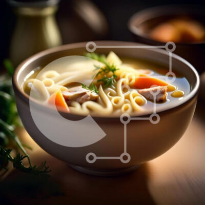 Intra Συλλεκτικό Ξύλινο Παζλ Plywood  4mm - Θρεπτικό μπολ σούπας με νουντλς και φρέσκα λαχανικά Σε Ξύλινο Κουτί - Διαστάσεις: 10x10 cm – 25 κομμάτια - Image 1