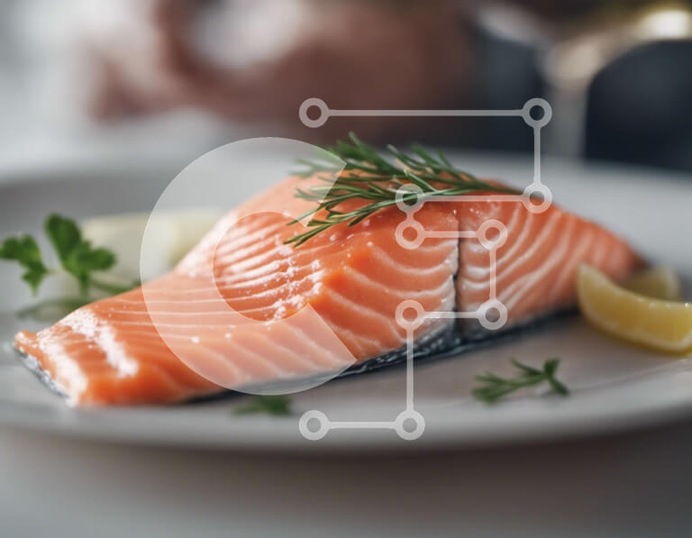 Intra Συλλεκτικό Ξύλινο Παζλ Plywood  4mm - Νόστιμο πιάτο σολομού με λεμόνι και θυμάρι Σε Ξύλινο Κουτί - Διαστάσεις: 10x10 cm – 25 κομμάτια