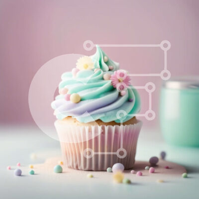 Intra Συλλεκτικό Ξύλινο Παζλ Plywood  4mm - Νόστιμο Cupcake με Blue Frosting και Πολύχρωμα Πασπαλίσματα Σε Ξύλινο Κουτί - Διαστάσεις: 10x10 cm – 25 κομμάτια - Image 1