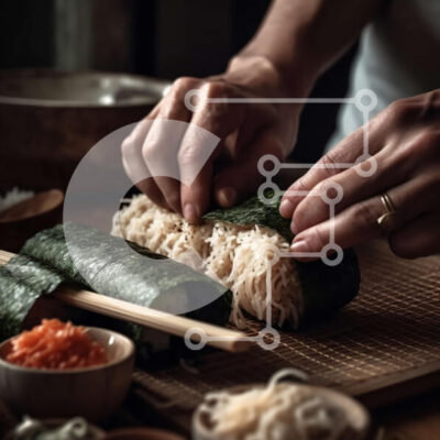 Intra Συλλεκτικό Ξύλινο Παζλ Plywood 4mm - Μάθετε πώς να φτιάξετε νόστιμα ρολά σούσι με ωμό ψάρι και λαχανικά Σε Ξύλινο Κουτί - Διαστάσεις: 10x10 cm – 25 κομμάτια - Image 1